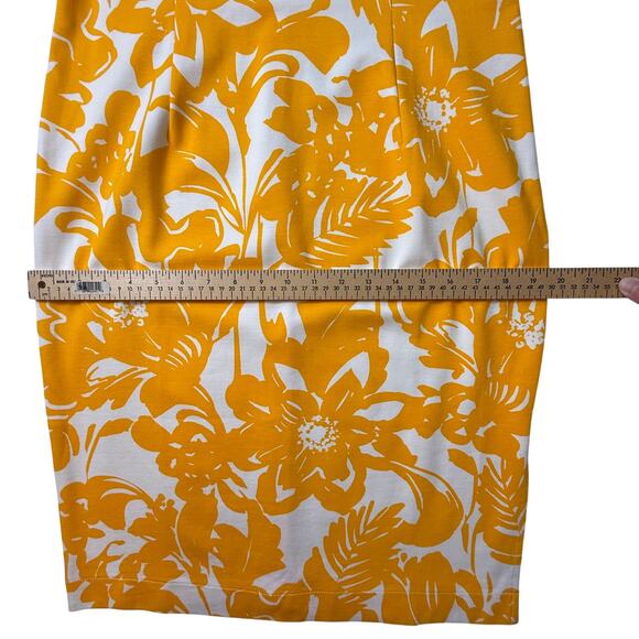 TRINA TURK Women Zile Floral Ruffle Sheath Dress Marigold White Yellow Size 10 - Picture 9 of 16